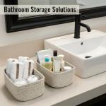 Set of 8 Woven Storage Baskets - Brown