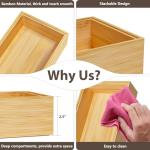 Stackable Bamboo Drawer Organizer Bins (Set of 2)