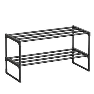 SONGMICS 2-Tier Stackable Shoe Rack, Black