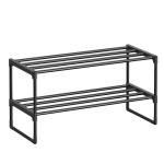 SONGMICS 2-Tier Stackable Shoe Rack, Black