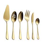 Golden Titanium Plated Flatware Serving Set, 6 Pieces