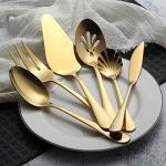 Golden Titanium Plated Flatware Serving Set, 6 Pieces