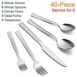 E-far 40-Piece Hammered Stainless Steel Flatware Set