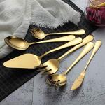 Golden Titanium Plated Flatware Serving Set, 6 Pieces