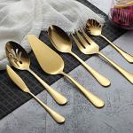 Golden Titanium Plated Flatware Serving Set, 6 Pieces
