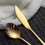 Golden Titanium Plated Flatware Serving Set, 6 Pieces
