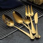 Golden Titanium Plated Flatware Serving Set, 6 Pieces