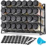 Spice Rack Organizer with 28 Empty Jars