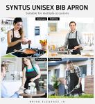 Syntus 4 Pack Adjustable Bib Apron with 2 Pockets Cooking Kitchen Aprons for Women Men Chef, 100% Cotton, Black