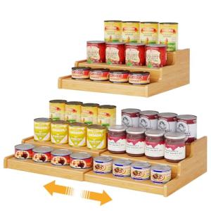 Expandable Bamboo Can Organizer for Pantry Storage