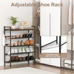 4-Tier Adjustable Metal Shoe Rack with Wooden Top