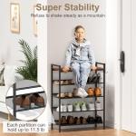 4-Tier Adjustable Metal Shoe Rack with Wooden Top