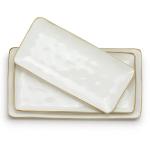 Famiware Rectangular Serving Platter Set, Vanilla White
