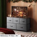 WLIVE 5-Drawer Fabric Dresser in Dark Grey