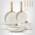 19-Piece Non-Stick Cookware Set with Detachable Handles