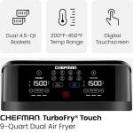 Chefman TurboFry Touch Dual Air Fryer, Maximize The Healthiest Meals With Double Basket Capacity, One-Touch Digital Controls And Shake Reminder For The Perfect Crispy And Low-Calorie Finish