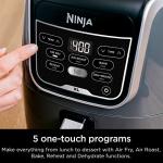 Ninja | XL Single Basket Air Fryer | 5.5 QT Capacity fits 3lbs of Wings | 5-in-1Air Fry, Roast, Bake,Reheat & Dehydrate |Dishwasher Safe Parts & Recipe Guide | Grey |AF150AMZ