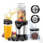 Suavo Smoothie Blender 1100W Portable Personal Blender for Shakes and Smoothies with 2 * 22Oz To-Go Cups & Lids, Includes Portable Coffee Grinder and 10Oz BPA-Free Travel Cup Countertop Mixer
