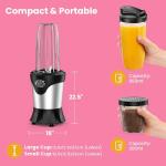 Suavo Smoothie Blender 1100W Portable Personal Blender for Shakes and Smoothies with 2 * 22Oz To-Go Cups & Lids, Includes Portable Coffee Grinder and 10Oz BPA-Free Travel Cup Countertop Mixer