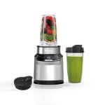 Ninja | Blender | Nutri Pro | Single Serve | For Smoothies, Salsa, Shakes and Frozen Drinks | Includes 2 Smoothie Cups & Lids | Crushes Ice, Fruit & Veggies |Silver | BN401