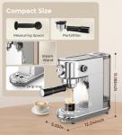 Compact Stainless Steel Espresso Machine with Frother