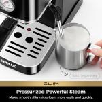 CHULUX Slim Espresso Machine with Milk Frother Steam Wand, 20 Bar Professional Italian Pump Espresso Coffee Machine for Home Cappuccino & Latte Maker, Black Stainless Steel