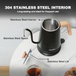 Nueve&Five Gooseneck Electric Kettle with Thermometer， Black Electric Kettle 1L with Auto Shut-Off，1000W Hot Water Kettle of Stainless Steel， Pour Over Kettle for Coffee & Tea