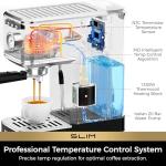 CHULUX Slim Espresso Machine with Milk Frother Steam Wand, 20 Bar Professional Italian Pump Espresso Coffee Machine for Home Cappuccino & Latte Maker, Black Stainless Steel