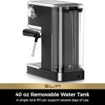 CHULUX Slim Espresso Machine with Milk Frother Steam Wand, 20 Bar Professional Italian Pump Espresso Coffee Machine for Home Cappuccino & Latte Maker, Black Stainless Steel