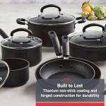 T-fal Advanced Nonstick Cookware Set 12 Piece, Oven Broiler Safe 350F, Kitchen Cooking Set W/Fry Pans, Saucepans, Deep Saute, Dutch Oven & Kitchen Utensils, Pots and Pans, Dishwasher Safe, Black