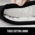 GORILLA GRIP BPA-Free Soft Silicone Oven Mitts, Heat Resistant and Waterproof Cooking Gloves, Thick Cotton Lining, Flexible Gripping, Kitchen Potholders Set, Holiday Baking Essentials, 12.5x8.3, Black