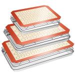 EWFEN Baking Set: Stainless Steel Sheet Pan with Cooling Rack & Silicone Mat Set, Multi-Size (3 Sheets + 3 Racks + 3 Mats), Warp Resistant & Heavy Duty, Easy Clean