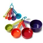 Farberware Kitchen Basics Measuring Cup & Spoon Set, 9-Piece Colorful Nesting Design with Easy-to-Read Markings - Stackable Cooking & Baking Tools with Ring Organizer, Dishwasher Safe Plastic
