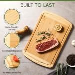 Large Wooden Cutting Board for Kitchen Meal Prep & Serving - Bamboo Cutting Boards with Juice Groove Side Handles, Charcuterie & Chopping Butcher Block - 100% Organic Bamboo, Pre Oiled, 16" x 10"