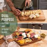 Acacia Wood Cutting Board and Chopping Board with Handle for Meat, Cheese Board, Vegetables, Bread, and Charcuterie - Decorative Wooden Serving Board for Kitchen and Dining Room, Large 17" x 13"