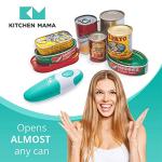 Kitchen Mama Auto Electric Can Opener: Open Your Cans with A Simple Press of Button - Automatic, Hands Free, Smooth Edge, Food-Safe, Battery Operated, YES YOU CAN (Teal)