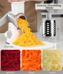 Ourokhome Rotary Cheese Grater Hand Crank, Kitchen Shredder Speed Mandolin Slicer Nuts Grinder with Handle and Drum Blades for Cheese, Vegetable, Walnuts, Chocolate, Potato, Carrot, 3 Blades, White