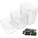 12 PACK Multi-Use Clear Plastic Storage Bins for Organizing w/ Labels - Home, Kitchen, Bathroom, Office, Pantry Cabinet Shelf Organizer Bins - SOHO Collection, RV, Fridge Organization Containers