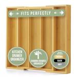 Purawood Kitchen Drawer Organizer - Expandable Utensil Drawer Organizer for Kitchen, Cutlery Tray & Silverware Organizer, 3-5 Slots - Bamboo Organizer for Utensils & Flatware (Natural)