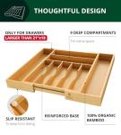 ROYAL CRAFT WOOD Luxury Bamboo Kitchen Drawer Organizer - Silverware Organizer, Utensil Holder & Cutlery Tray Drawer Dividers for Flatware (9 Slot, Natural)