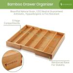 Purawood Kitchen Drawer Organizer - Expandable Utensil Drawer Organizer for Kitchen, Cutlery Tray & Silverware Organizer, 3-5 Slots - Bamboo Organizer for Utensils & Flatware (Natural)