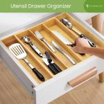 Purawood Kitchen Drawer Organizer - Expandable Utensil Drawer Organizer for Kitchen, Cutlery Tray & Silverware Organizer, 3-5 Slots - Bamboo Organizer for Utensils & Flatware (Natural)
