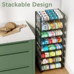 JKsmart 2-Tier Stackable Can Rack Organizer for Pantry, Adjustable Can Dispenser Holds Up to 62 Cans, Can Storage Holder for Various Ounces of Canned Food Soda Drinks, Black, 2 Pack (Petent Pending)