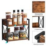 Giikin Countertop Shelf Organizer, 2 Tier Kitchen Spice Rack for Countertop, Wood Coffee Counter Shelf Organizer for Home (Brown, S)