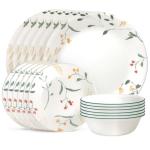 Corelle Vitrelle 18 Piece Glass Dinnerware Sets Service for 6, Triple Layer Chip & Crack Resistant Glass Plate and Bowl Sets, Wildflower