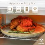 Metflavor Stoneware Dinnerware Sets for 4, 12-Piece Scratch Resistant Plates and Bowls Set, Dishwasher and Microwave Safe Ceramic Dishes Set, Ribbed, Sculpted Dune