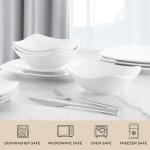 Zulay Kitchen Luna Plates and Bowls Sets, 16 Piece Modern Porcelain Dish Set for 4, Chip and Scratch Resistant Square Dinnerware Set, Microwave and Dishwasher Safe, Pearl White