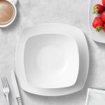 Zulay Kitchen Luna Plates and Bowls Sets, 16 Piece Modern Porcelain Dish Set for 4, Chip and Scratch Resistant Square Dinnerware Set, Microwave and Dishwasher Safe, Pearl White