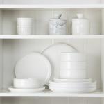 MALACASA Plates and Bowls Sets, 12 Pieces Porcelain Dinnerware Sets Dishware Sets Chip Resistant Ceramic Dish Set Dining Dinner Ware Service for 4, White, Series LUNA