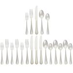 Amazon Basics Silverware Set, Stainless Steel Flatware, Dishwasher Safe, Service for 4, 20-Piece Forks and Spoons, Pearled Edge